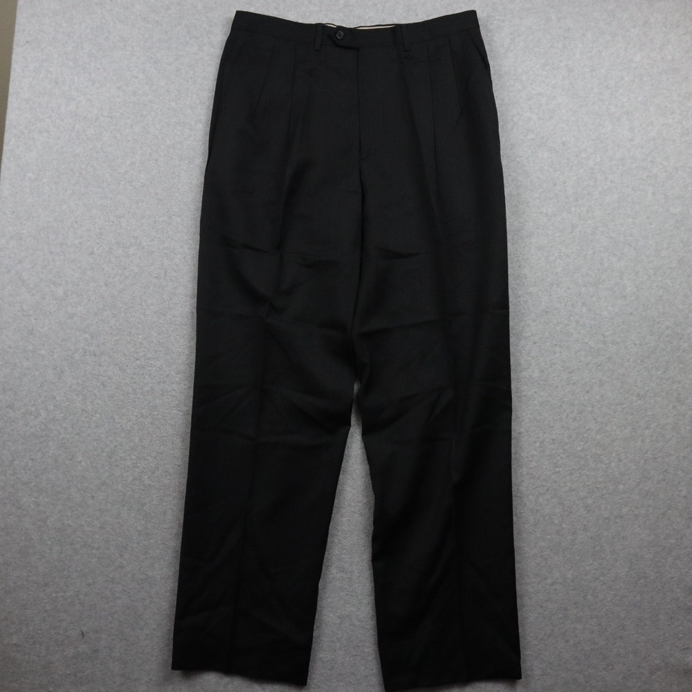 Pazoni Pants Mens 34x32 Como 2 Wool Dress Suit Business Formal Pleated Dark Gray
